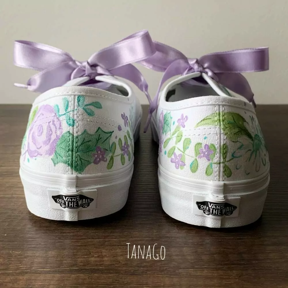 Tenisky Vans s fialovo mentolovými květy
