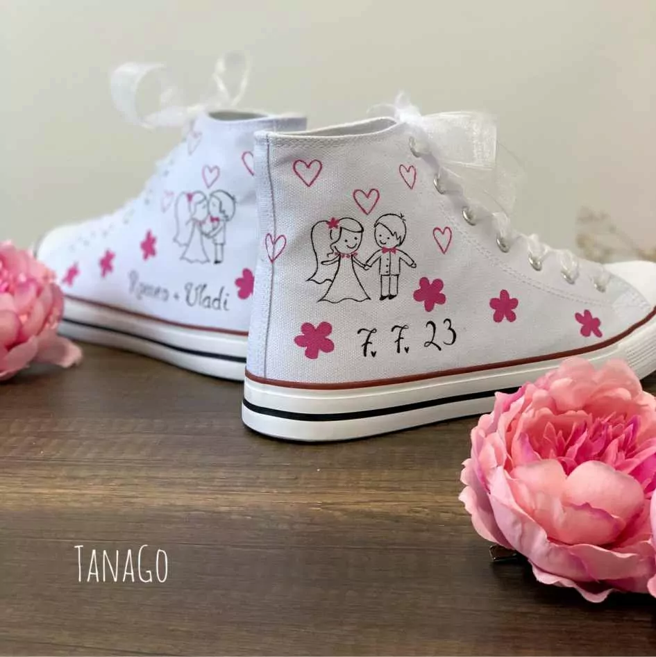 Tenisky na svatbu kotníkové magenta
